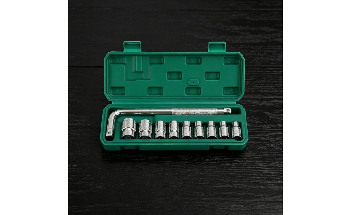 L-Shaped Socket Wrench Set Textured Grip Socket Wrench Set with Case Chrome-Finished Tool Kit with Storage Case for Mechanics, Home Repairs, Workshop