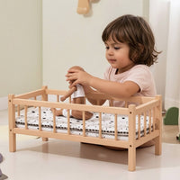 Wooden Doll Bed Miniature Doll Cozy Bed Furniture for Kids, Young Children, Playroom