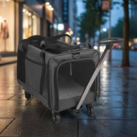 Rolling Cat Carrier Suitcase Telescopic Handle Cat Carrier with Wheels Portable Travel Accessory for Airline