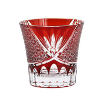 Japanese Kiriko-style Crystal Whiskey Glass, Black Chrysanthemum