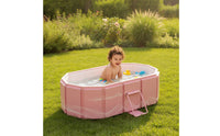 Collapsible Kids Pool with Support Step Portable Foldable Kids Pool Non-Inflatable Hard-Sided for Toddlers, Backyard
