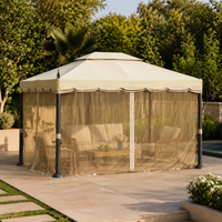 Permanent Pergola, With Curtains, 3m x 4m, Waterproof, Gazebo, Metal Frame, Roman Roof, Outdoor Structure