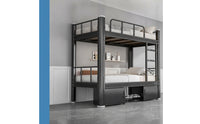 Steel Bunk Bed Double-Layer Bunk Bed with Ladder Heavy Duty Furniture for Students, Dormitory, Shared Rooms