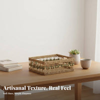 Woven Basket with Handles Handwoven Household Storage multi-functional for Bedroom