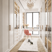 White E0 Custom Wardrobe, White Wooden Wardrobe, 1㎡, Hinge Door, With Shelves, Clothing Storage, Closet