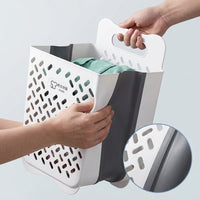 Large Foldable Wall-Mounted Laundry Hamper for Bathroom, Plastic Dirty Clothes Basket with No-Drill Installation