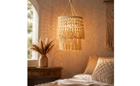 Moroccan Tassel Lamp Ethnic Design Macrame Lampshade Easy to Install for Bedroom