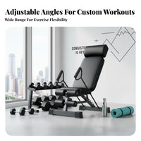 Space-Saving Adjustable Weight Bench Commercial Grade Incline Decline Bench Stable Structure Strength Training Equipment High-Density Foam Padding for Bodybuilders, Beginners, Home Gym