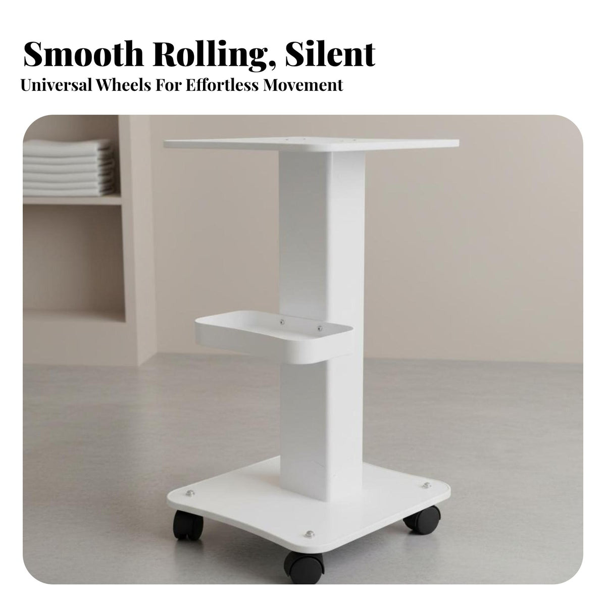 Cosmetic Instrument Cart Stable and Long-Lasting Cosmetic Machine Stand Mobile Machine Base Sturdy-Duty Rolling Spa Equipment
