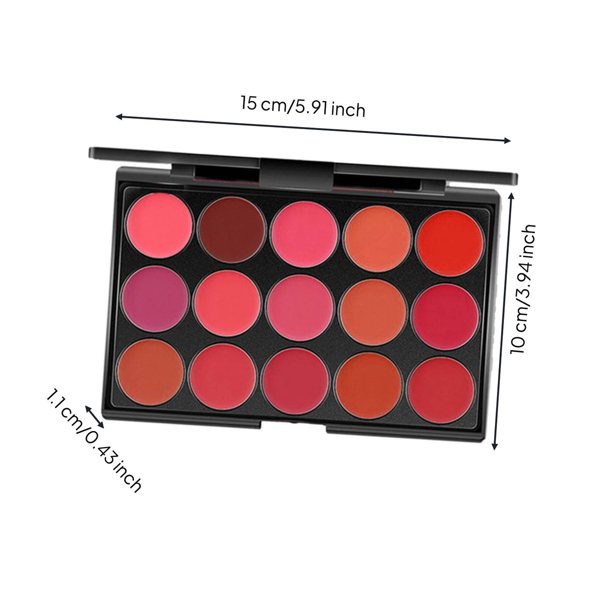 Multi-Shade 15-Color Lipstick Palette Non-Sticky Personal Care Item Glitter Colors for Studio, Salon