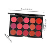 Multi-Shade 15-Color Lipstick Palette Non-Sticky Personal Care Item Glitter Colors for Studio, Salon