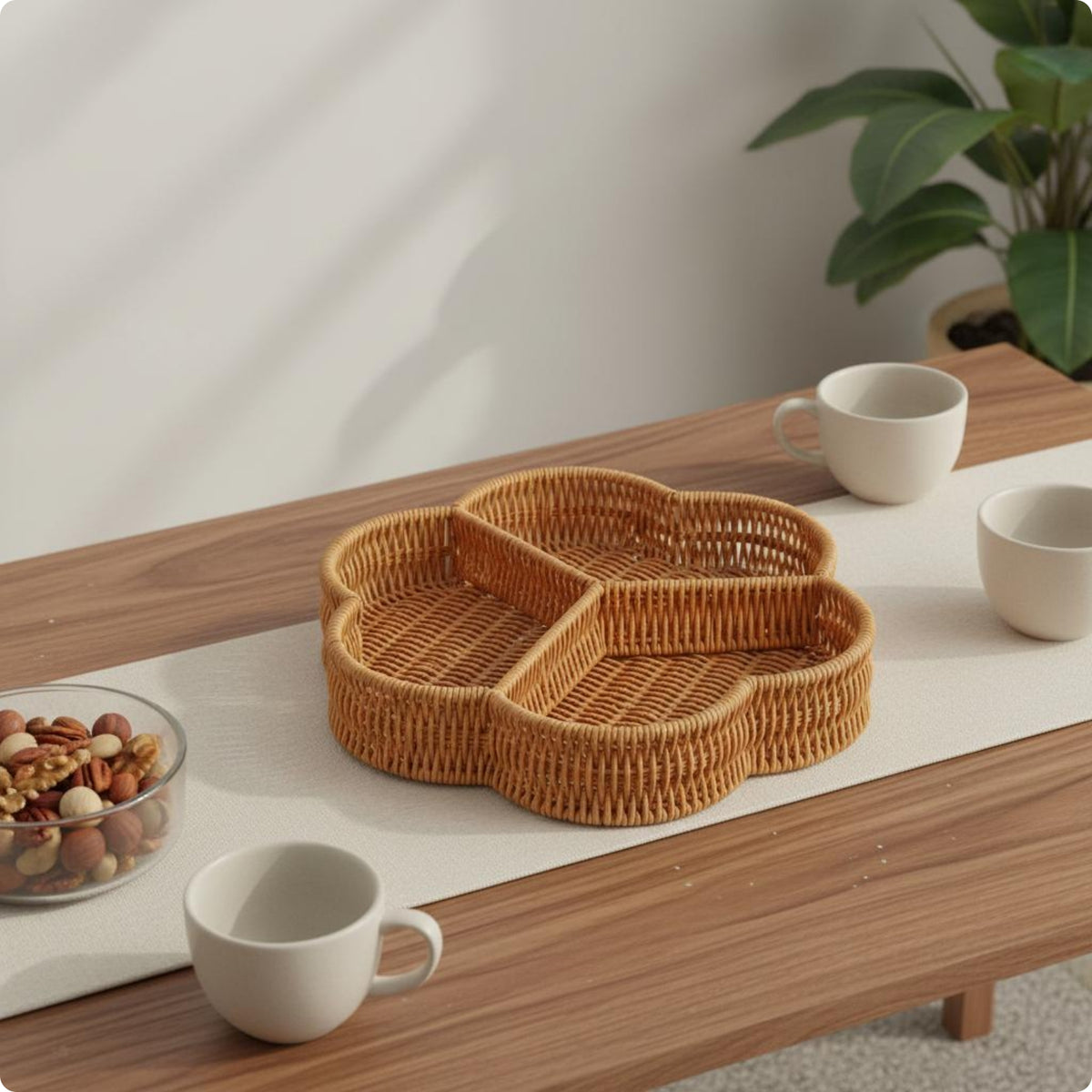 Divided Serving Tray Brown Serveware Handwoven