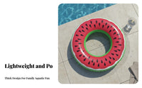 High Buoyancy Fruit Design Swim Circle Long-Lasting PVC Material Fruit Design Pool Inflatable Heavy Duty Watermelon Swim Circle Portable for Children, Adults, Beach, Water Party