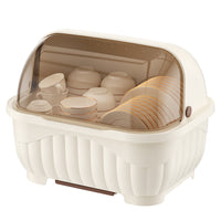 Kitchen Cabinet Cream Style Dustproof Bowl and Dish Storage Rack for Students Dormitory Renters Tableware Bowl Chopstick Draining Rack