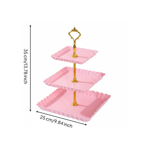 3 Tier Dessert Stand Decorative Dessert Tiered Display Stackable for Party