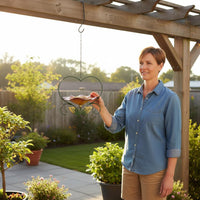Heart Shaped Bird Feeder Weather-Resistant Hanging Flower Bird Feeder for Yard