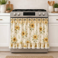 Farmhouse Oven Skirt Cotton Blend Oven Door Curtain Handmade Look for Kitchen