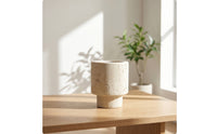 Travertine Vase Elegant Sculptural Vase Small for Coffee Table, Shelf, Desk