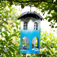 Nectar Dispenser Hanging Feeder with Multi-Tiered Metal Roof, 4 Port Bird Feeding Station for Garden Decor, Paper Box Packaging, 280g Weight