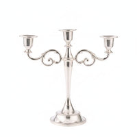 Three-Arm Candelabra Metal Candelabra with Weighted Base Polished for Wedding