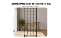 No-Drill Installation Iron Art Partition Panel Modern Design Hollow Grid Room Divider Long-Lasting Complimentary Standing Room Divider Multi-Functional for Apartment Dwellers, Away Ice Workers, Business Owners, Bedroom, Entrance Hall, Hotel, Restaurant