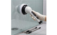 6 Pieces Rotating Brush Cleaner Electric Scrubber Replaceable Brush Heads Telescopic Extension Shaft Suitable for Household Cleaner Bathroom Deep Cleaning Glass Surfaces Home Cleaning Tool