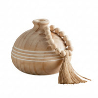 Wooden Vase Striped Vessel Boho for Tabletop, Living Room