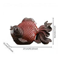 Koi Ornament Glossy Glaze Carp Statue Flowing Tail