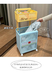 Foldable Mobile Laundry Basket with Double Layers
