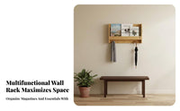 Wall-Mounted Literature Holder with Key hangers Hanging Organizer Space-Saving
