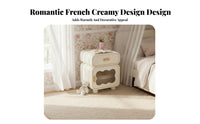 2-Tier Rounded Corner Storage Unit Creamy Design Nightstand Versatile Use