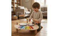 Wooden Music Station Tabletop Percussion Board Sensory Toy with Wind Chimes Educational for Toddlers, Kids, Playroom, Nursery