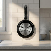 Frying Pan Timepiece Black Handle Pan Wall Timepiece 8-Inch