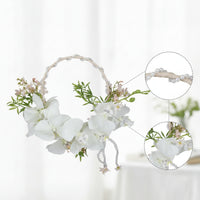 Wreath Bouquet with Pearl Handle Beaded Decorations Faux for Bridal Photoshoots