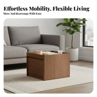 2 Pieces Nesting Coffee Table Set Movable with Wheels Indoor Furniture