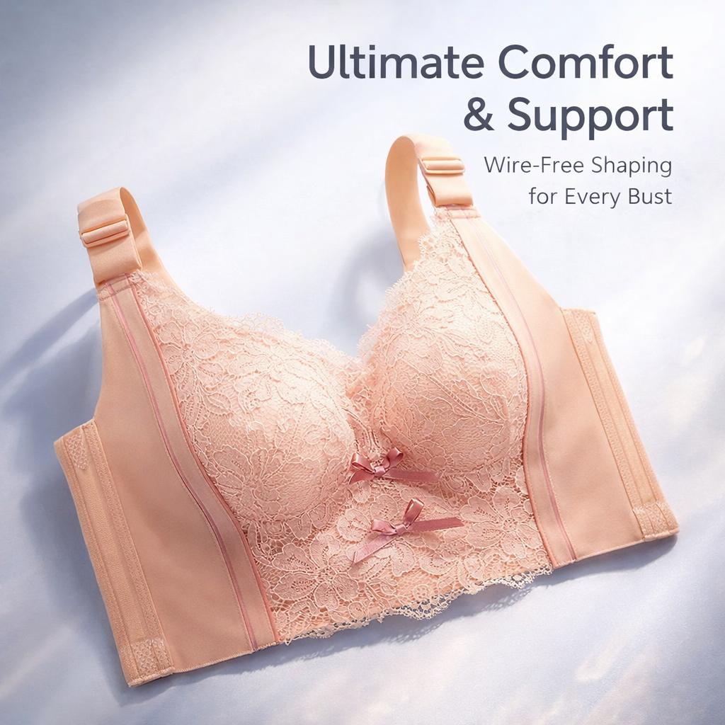Full Coverage Bra with Six Hook Back Closure for Plus Size and Large Bust, Breathable Support with Lace Nylon for Everyday Wear