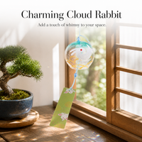 Japanese Style Glass Wind Chime with Rabbit Design, Creative Gift for Home Decor