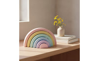 Smooth Wooden Rainbow Stacker Glossy Wooden Arch Stacker Child-Led Rainbow Stacking Toy Holistic for Classroom