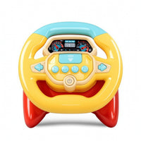 Lights and Sounds Steering Wheel Toy with Music Light-up Toy Steering Wheel with Buttons Colorful Interactive Dashboard Simulated for Babies, Toddlers, Kids, Travel