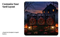 4 Pieces Halloween Fence with Stakes | Outdoor, Festive, Jack-O'-Lantern Fence Panel, for Yard