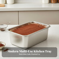 Tiramisu Form Pan Versatile Stainless Steel Food Pan Extra Thick Rectangular Stainless Steel Tray for Culinary Professionals, Caterers, Bakery