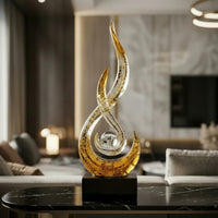 Gold Foil Resin Sculpture Light Luxury Design Modern Spiral Art Piece for Office