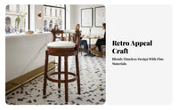 Rotate Stool with Backrest Traditional Design Counter Chair Vintage Design Padded Seat for Homeowners, Kitchen Island
