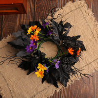 Halloween Candle Wreath with Artificial Sunflowers for Table Decor