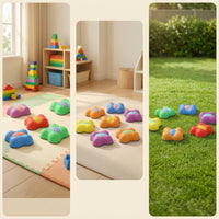 6 Pieces Stepping Stone with Textured Insert Non-Slip Toy Low-Height