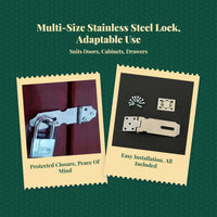 Stainless Steel Door Lock Hasp, Protected Cabinet Drawer Latch, sturdyDuty Security Latch for Home, Office, Garage
