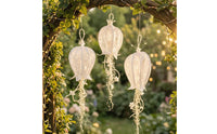 3 Pieces Hanging Ornament with Pearl Beads Beaded Lace Bell Ornament Romantic
