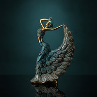Peacock Dancer Figurine Carved Peacock Dancer Statue Freestanding Tabletop Sculpture for Interior Decorators, Entryway