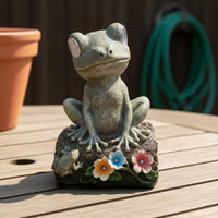 Solar-Powered Frog Figurine Automatic Dusk Lighting Solar Frog Statue for Yard