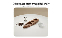 Solid Wood Boat-Shaped Tamping Stand Space-Saving Espresso Tamping Station Polished Finish for Cafe